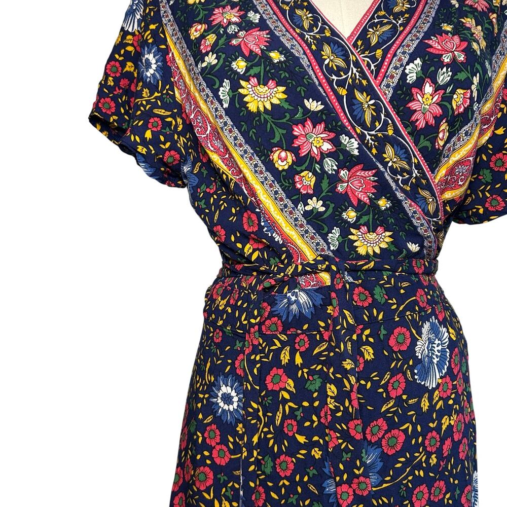 Zesica XL Blue Floral Boho Wrap Maxi Dress Cottage Casual Whimsigoth Retro - Picture 16 of 17